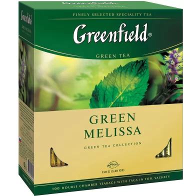 Ceai GREENFIELD Green Melissa, 100 pachetele de 2gr, c/c