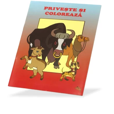 Carte de colorat Priveste si coloreaza Animale domestice