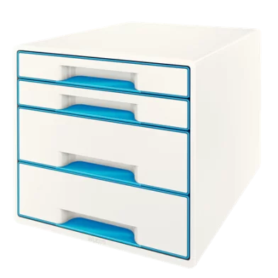 Cabinet cu 4 sertare LEITZ WOW, alb-albastru