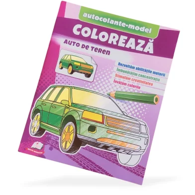 Carte de colorat Coloreaza+autocolanta Auto de teren