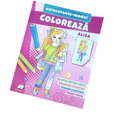 Carte de colorat Coloreaza+autocolante Alisa