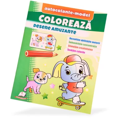 Carte de colorat Coloreaza+autocolante Desene amuzante