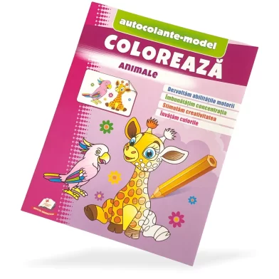 Carte de colorat Coloreaza+autocolante Animale