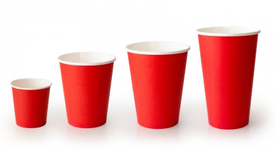 Pahar de unica folosinta din hartie, 280ml, 50 buc. rosu