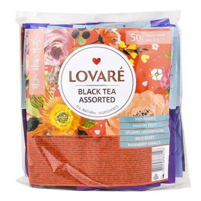 Чай LOVARE Black Assorti, 50 пакетиков по 2 г, м/у