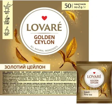Чай LOVARE Golden Ceyloni, 50 пакетиков по 2 г, м/у