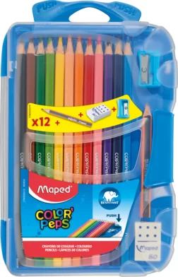 Карандаши цветные MAPED, 12 цветов + пластиковый пенал