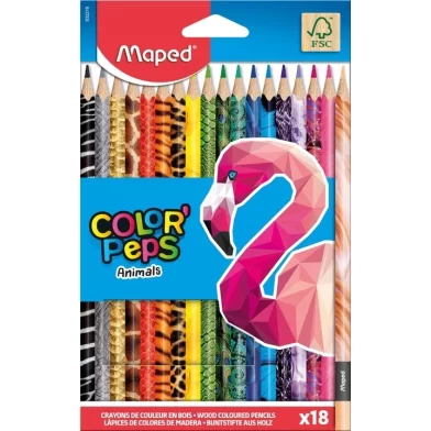 Creioane colorate MAPED Animals, 18 culori
