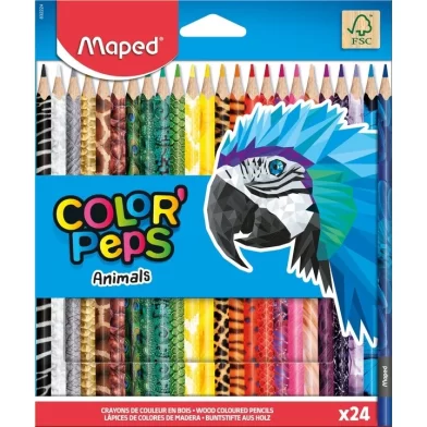 Creioane colorate MAPED Animals, 24 culori