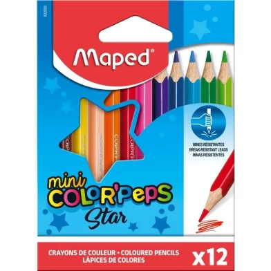 Creioane colorate MAPED Star Mini, 12 culori