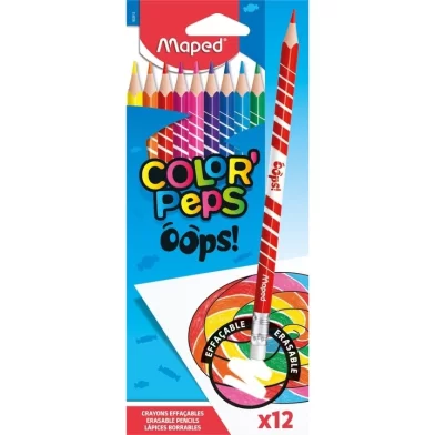 Creioane colorate MAPED Black Erasable, 12 culori