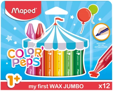 Creioane din ceara MAPED Jumbo, 12 culori