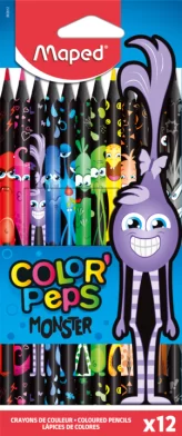 Creioane colorate MAPED Black Monster, 12 culori