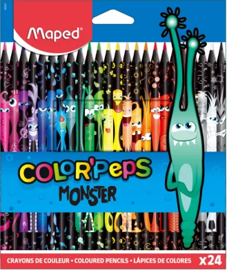 Creioane colorate MAPED Black Monster, 24 culori