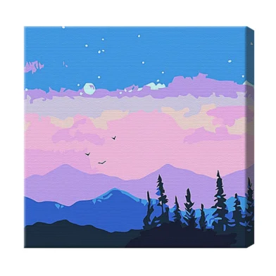 Pictura pe numere ART GALLERY Amurg mov 20х20cm pinza
