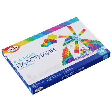 Plastilina GAMMA Clasic 16 culori, 320gr, cu cutitas