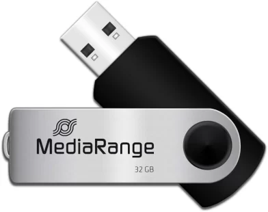 Flash USB2.0 T MediaRange, 32 GB, metal argintiu