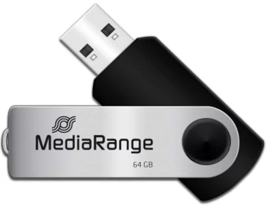 Flash USB2.0 T MediaRange, 64 GB, metal argintiu