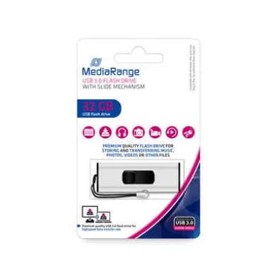 Flash USB 3.0 MediaRange,32GB, metal argintiu