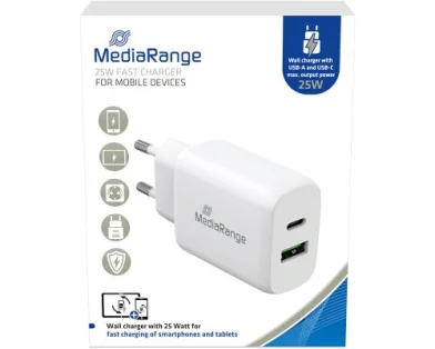 Incarcator MediaRange 1x USB-C and 1x USB-A 25W
