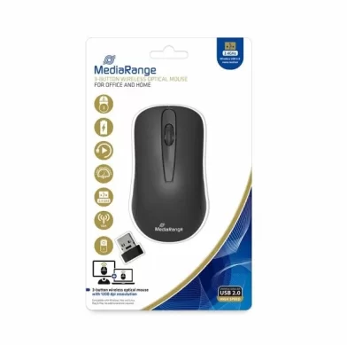 Mouse MediaRange Optical Wireless 3 button, negru