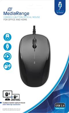 Mouse MediaRange Optical 3 button, negru