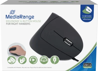 Mouse MediaRange Right+handers 6 button, negru