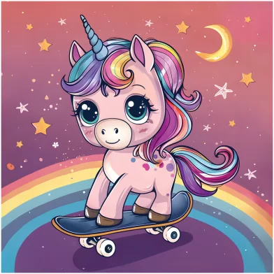 Puzzle Maxi ТРИ СОВЫ "Unicorn pe skateboard",16 elemente