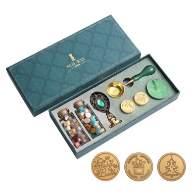 Set cu sigiliu de ceara, stampile de schimb, ceara