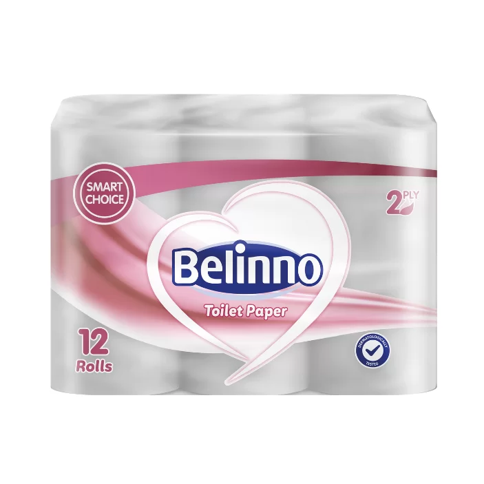 Бумага туалетная BELINNO 2-слойная, 18.45 м, 12 рулонов