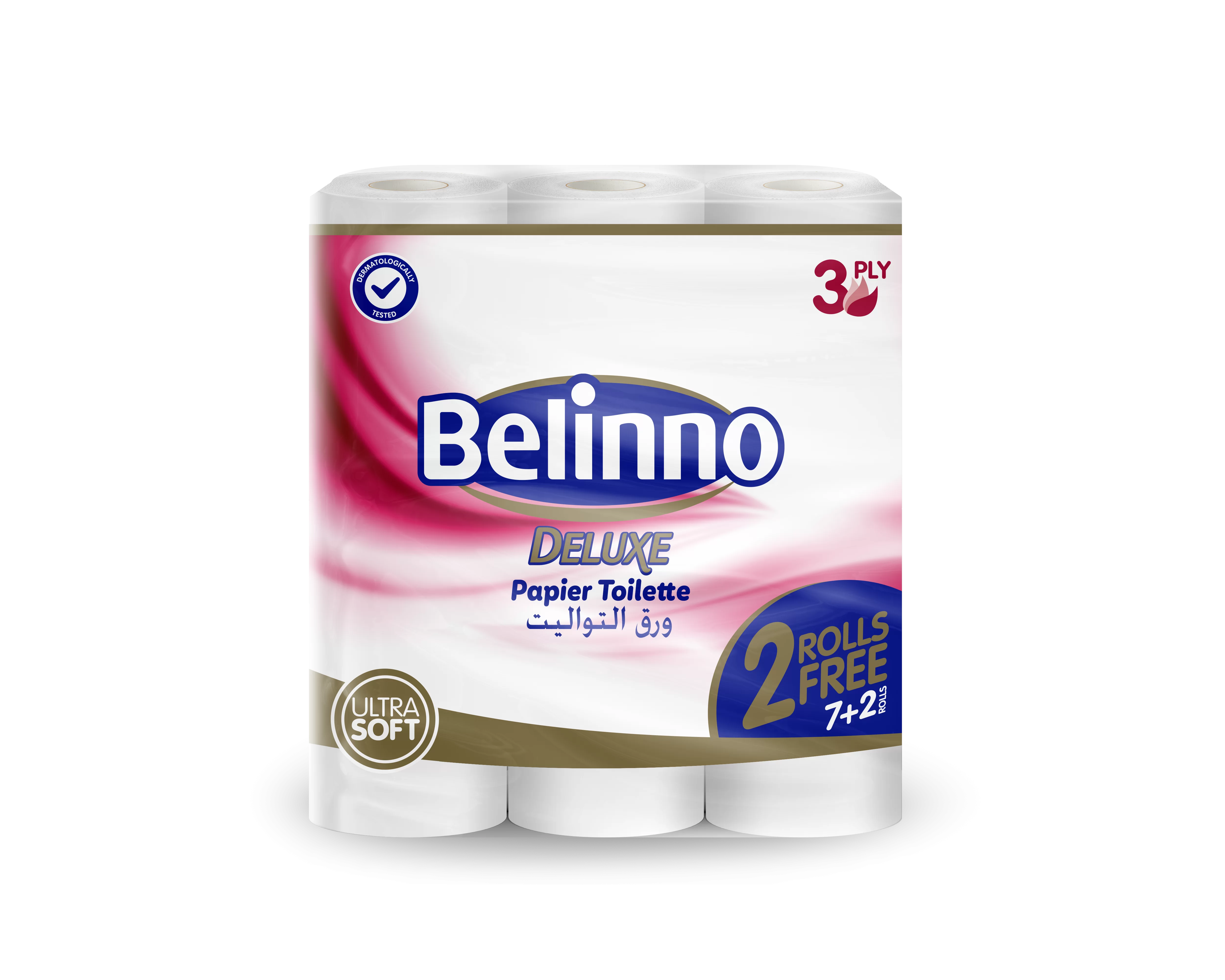 Бумага туалетная BELINNO Delux 3-слойная, 16.8м, 7+2 рул