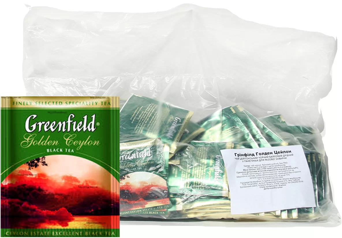 Чай GREENFIELD Golden Ceylon, 100 пакетиков по 2 г, м/у