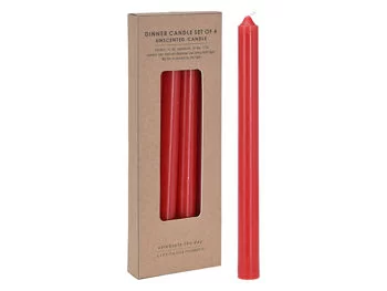 Set lumanari, 25 cm, 4 bucati, metalic rosu 