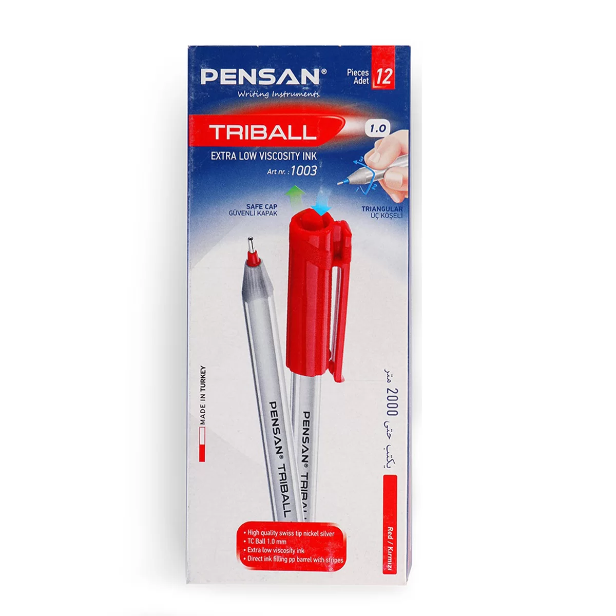Ручка шариковая PENSAN Triball, 1.0 мм, красная