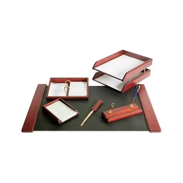 Set pentru birou FORPUS, 6 piese, lemn bordo