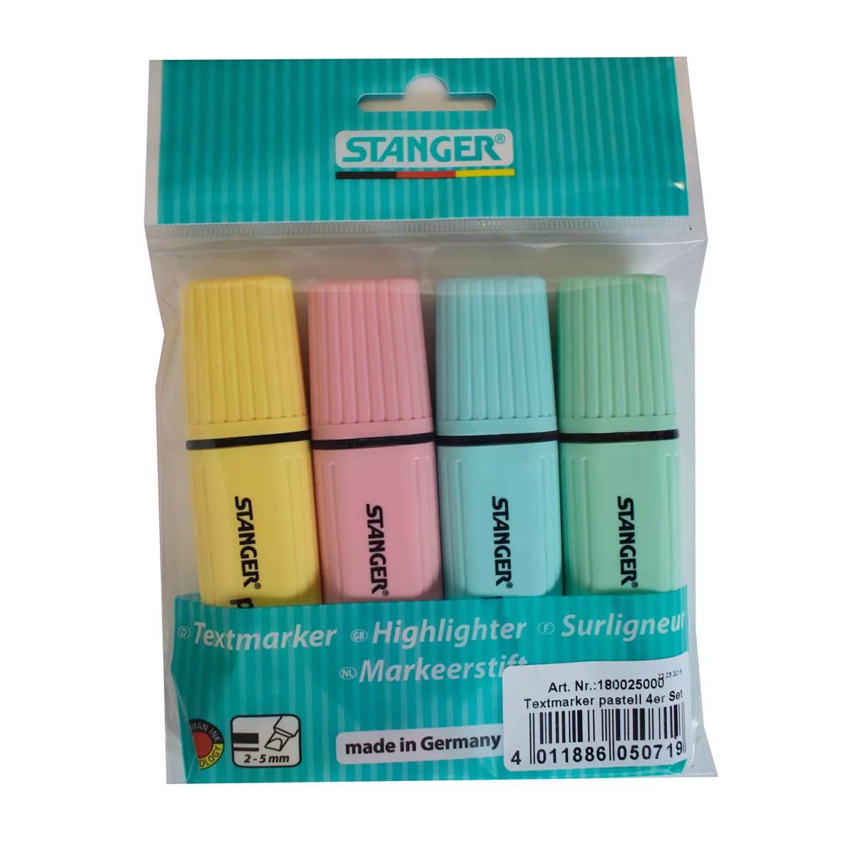 Set textmarkere STANGER Pastell, 4 culori