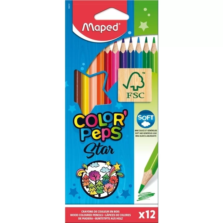 Creioane colorate MAPED Star, 12 culori