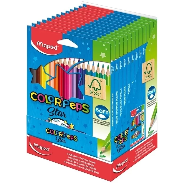 Creioane colorate MAPED Star, 18 culori