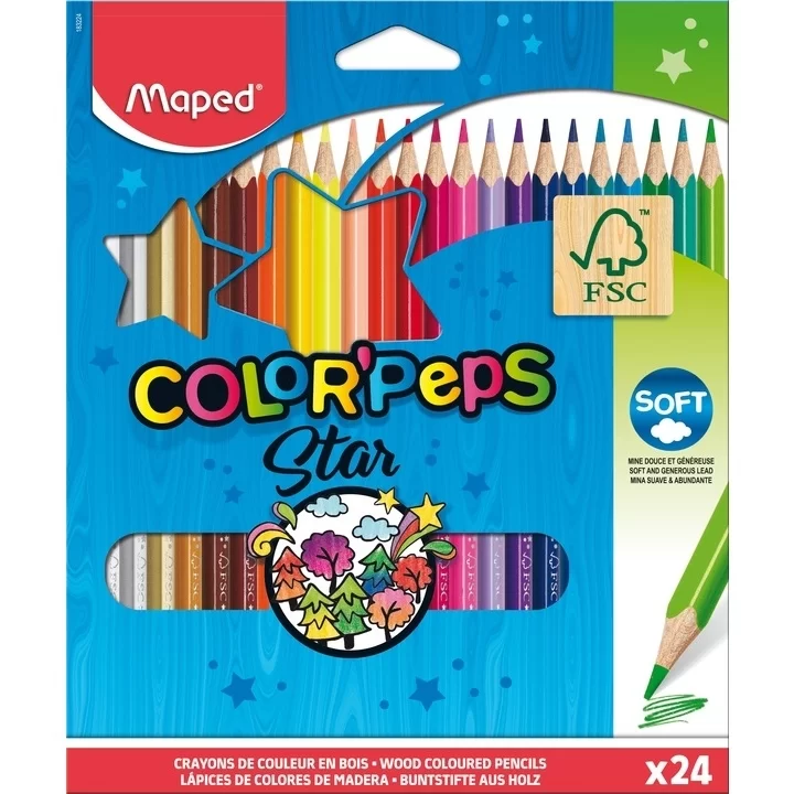 Creioane colorate MAPED Star, 24 culori