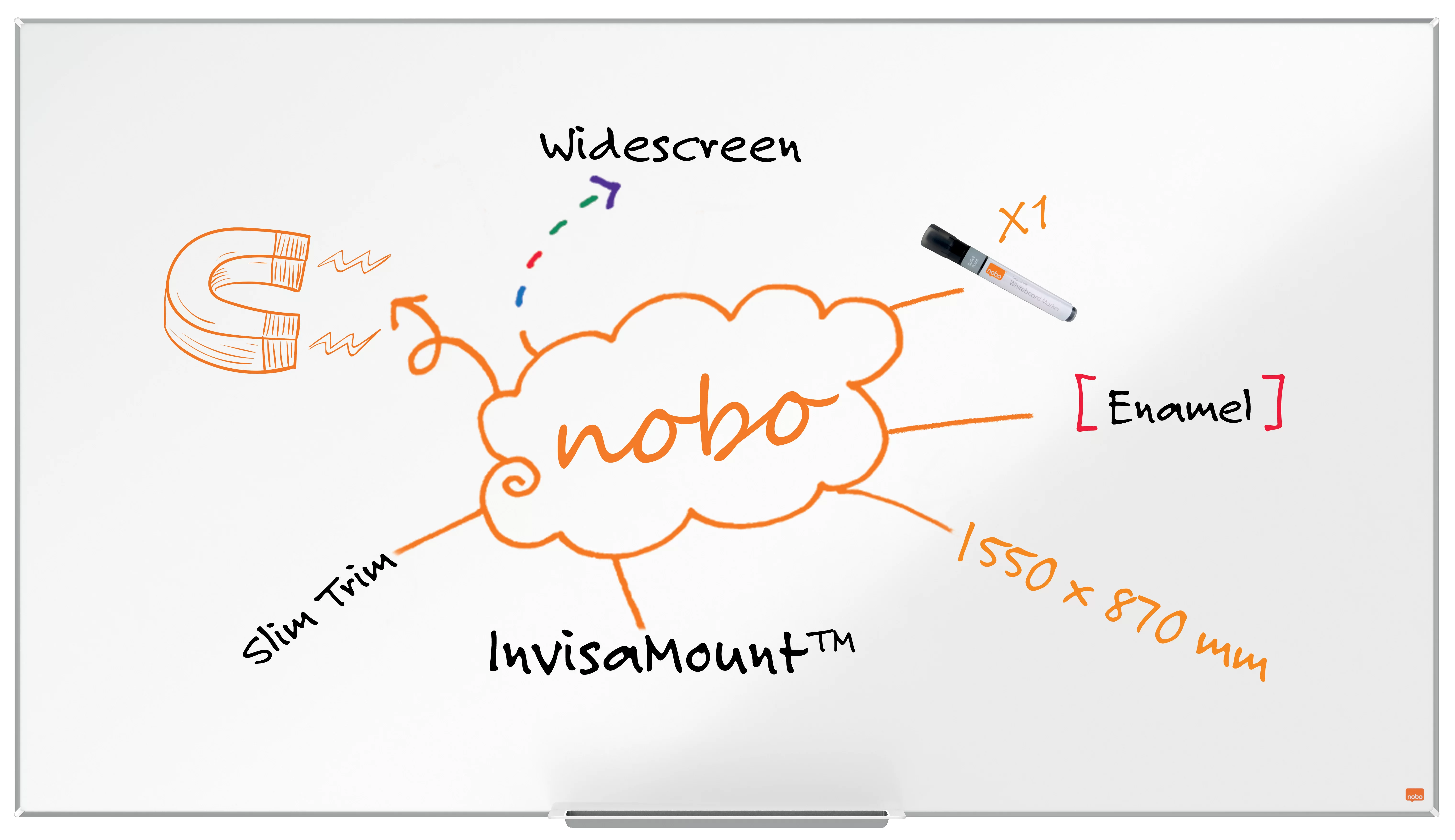 Доска магнитно-маркерная NOBO Pro 155x87см