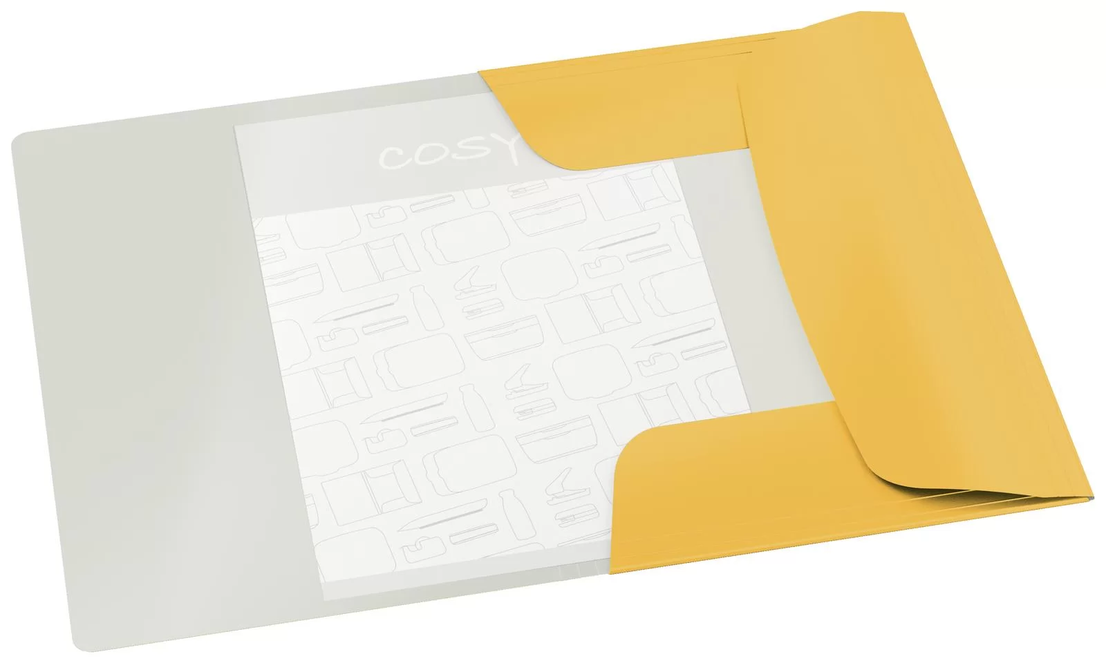 Папка на резинке LEITZ Cosy A4, картонная, желтая