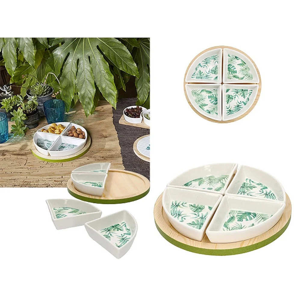 Set pentru aperitiv Tognana "Jungli", 4 boluri si o tava