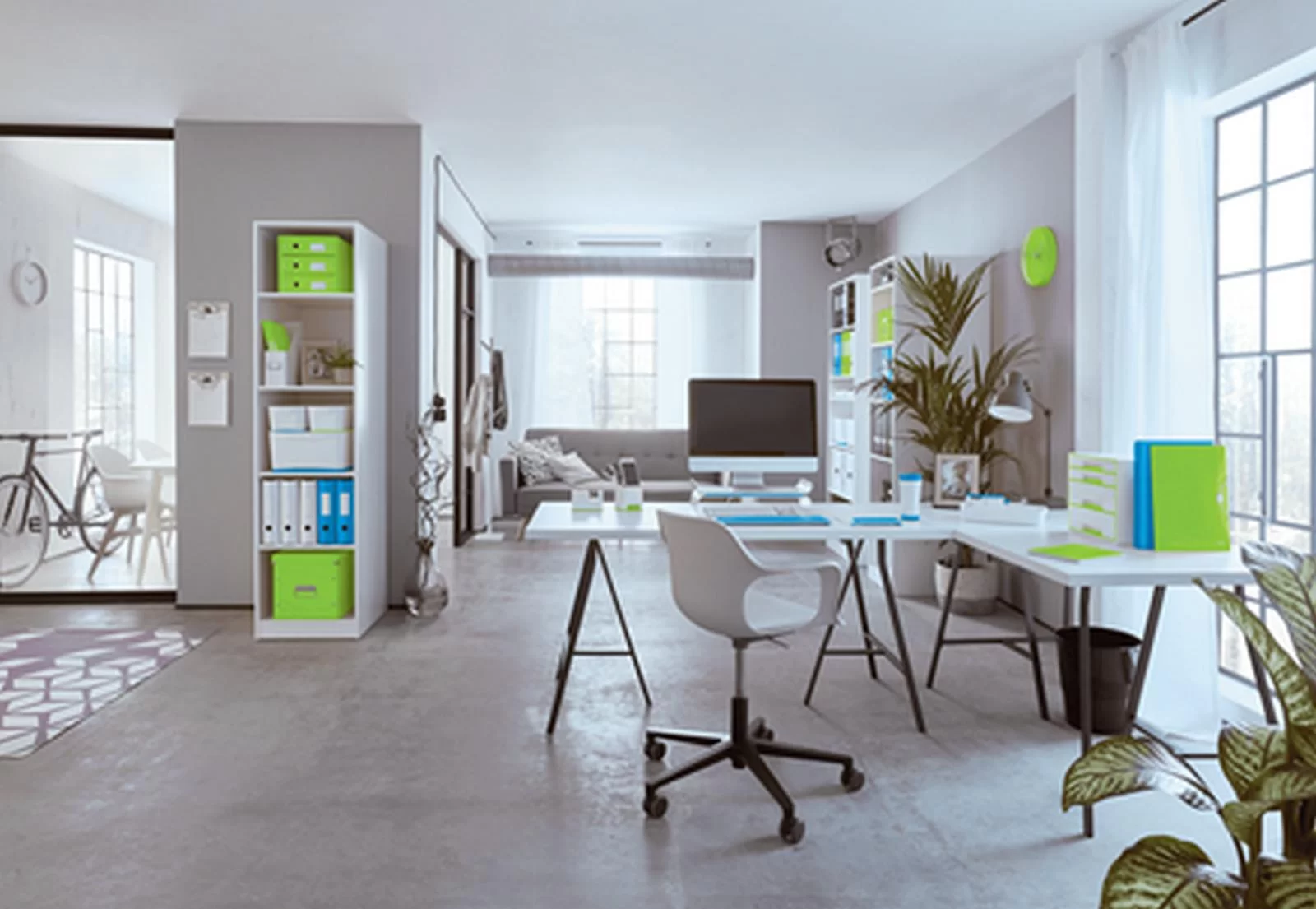 Cabinet cu 4 sertare LEITZ WOW, alb-albastru