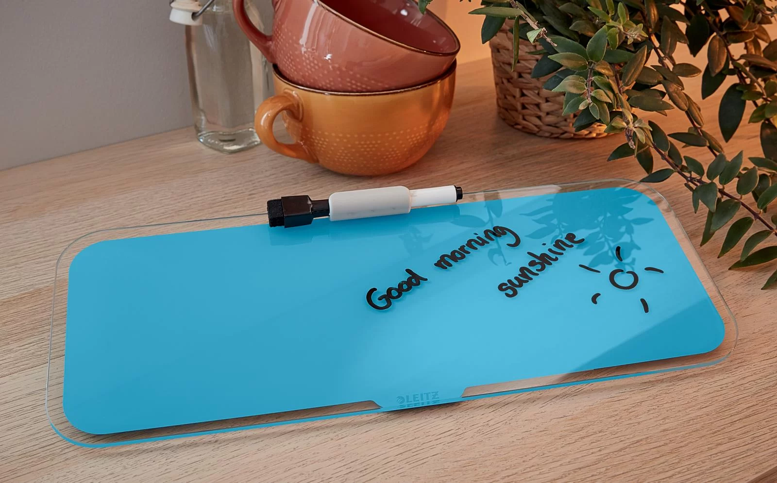 Доска стеклянная LEITZ Cosy 38х15 см, настольная, синяя
