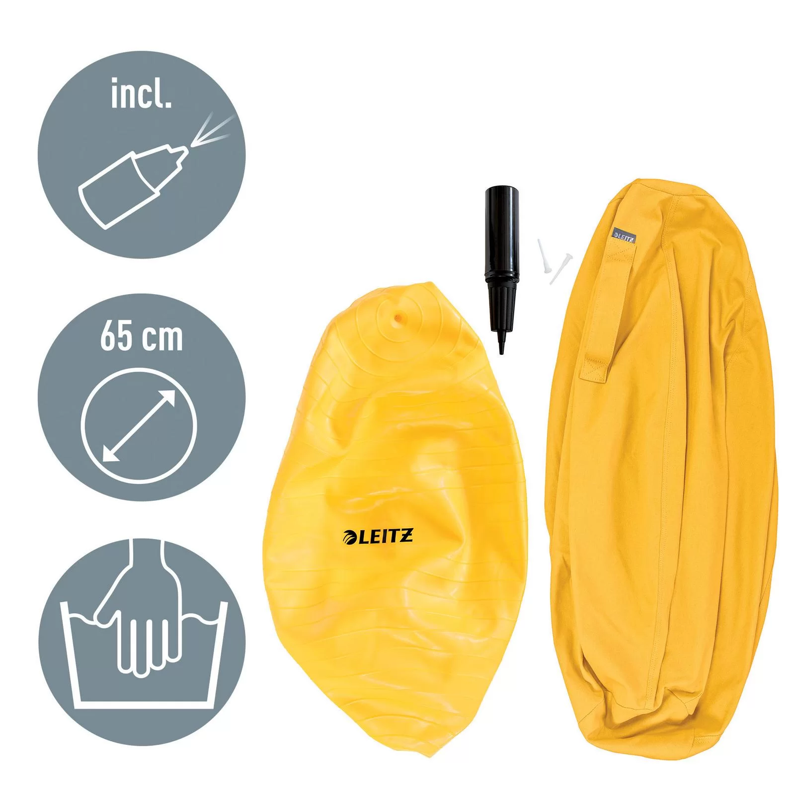 Minge LEITZ Cosy, pentru sezut si fitness, galbena