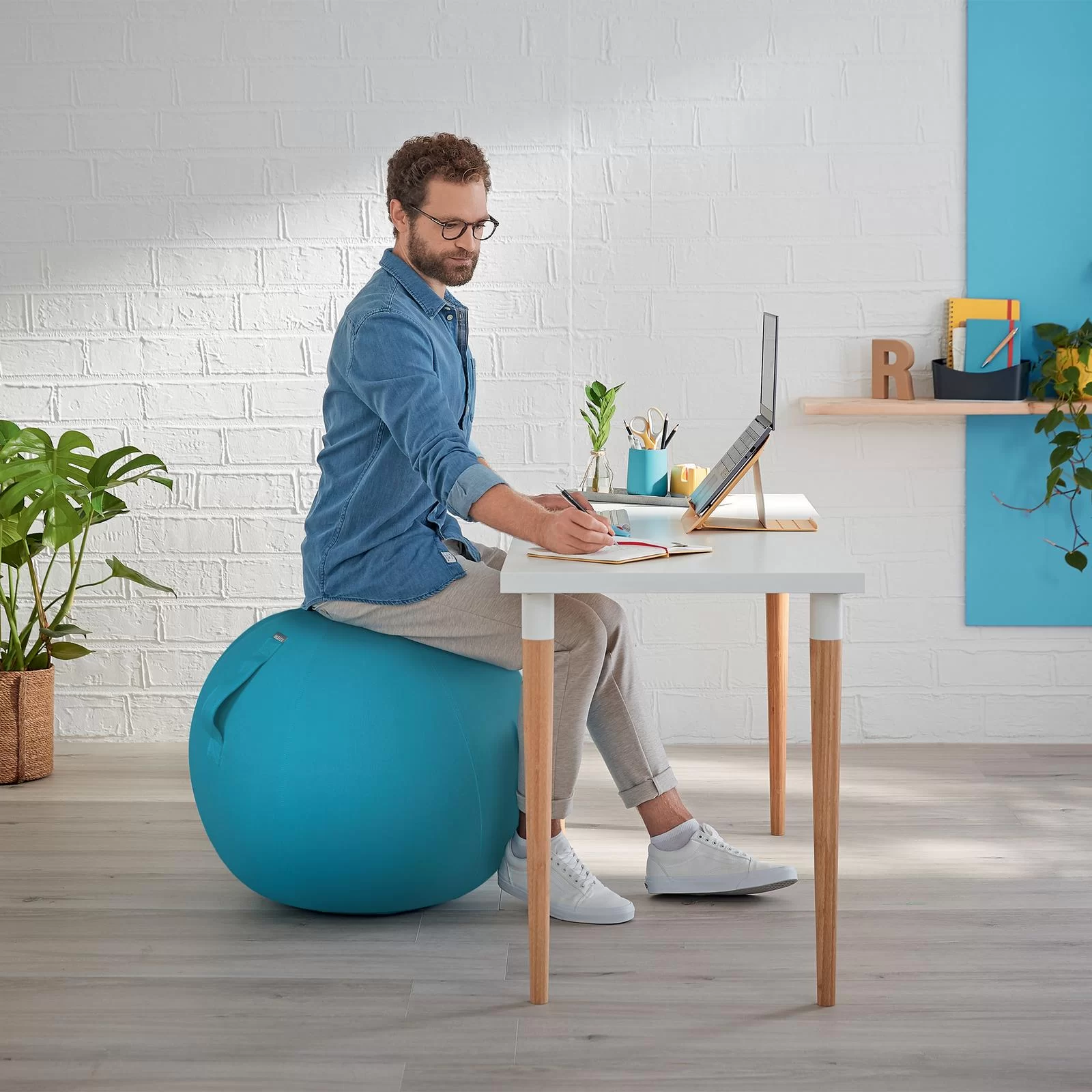 Мяч LEITZ Cosy, для сидения и фитнеса, синий
