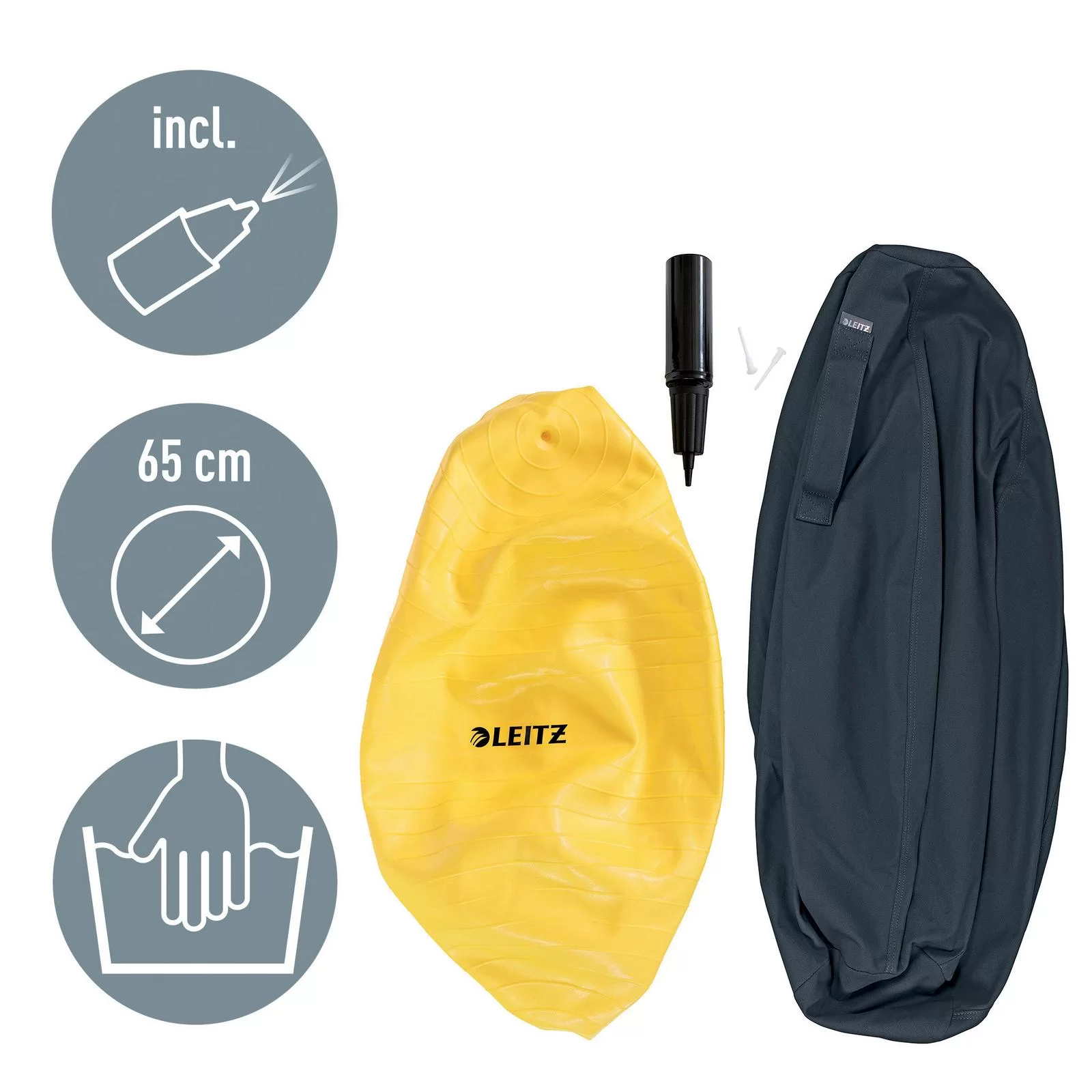 Мяч LEITZ Cosy, для сидения и фитнеса, серый