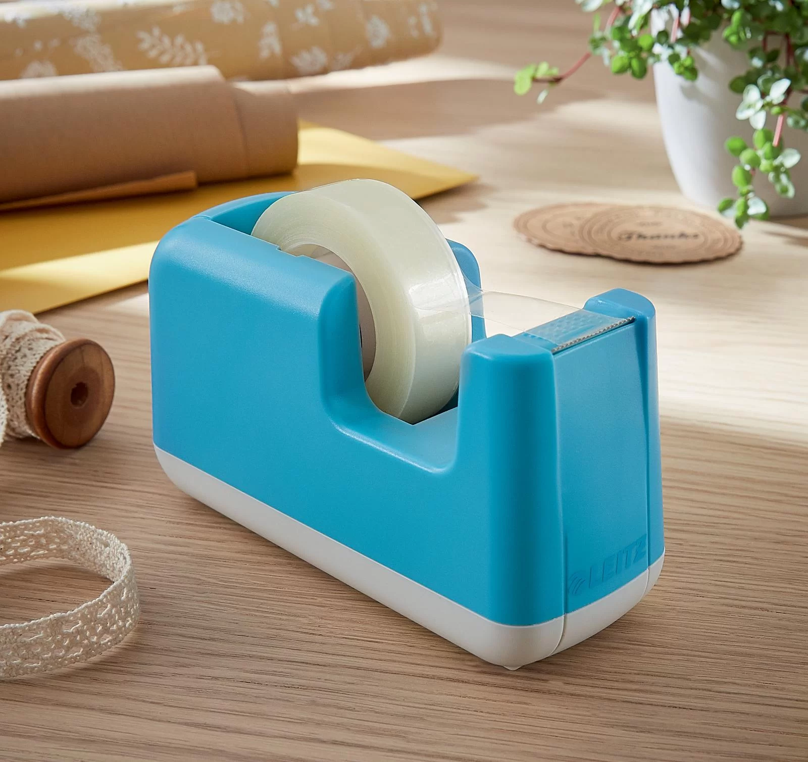 Dispenser banda adeziva LEITZ Cosy, 30m, albastru