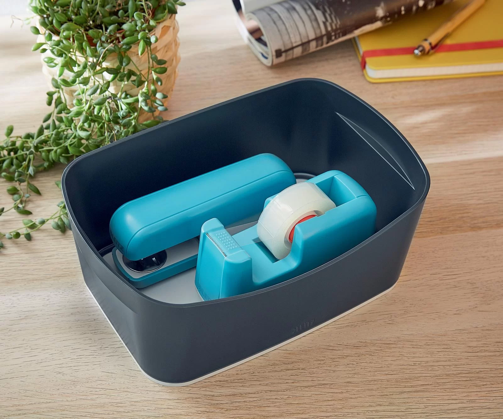 Dispenser banda adeziva LEITZ Cosy, 30m, albastru