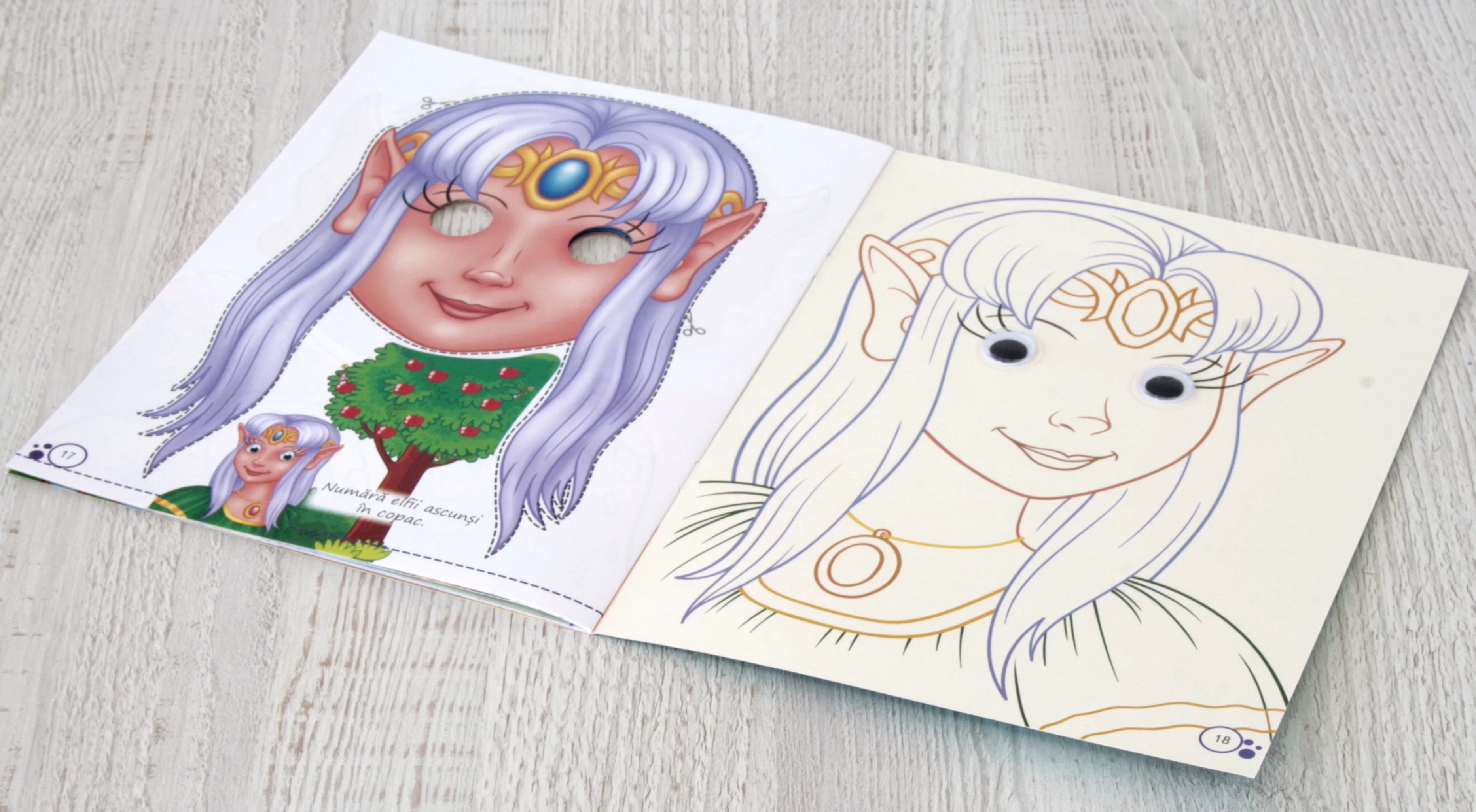 Carte de colorat Ochisori Personaje din basme